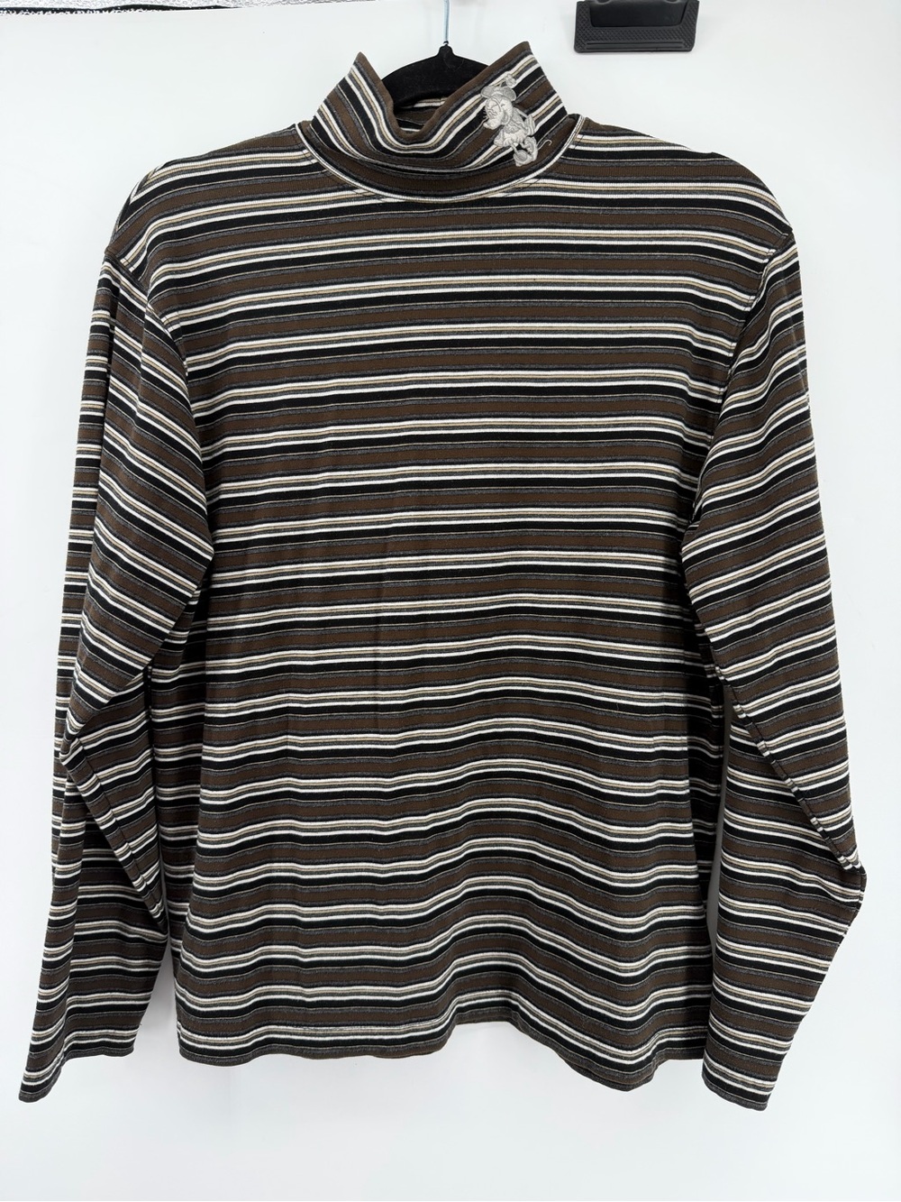 Vintage Walt Disney World Striped Turtleneck Mickey Mouse Embroidered Size M 90s